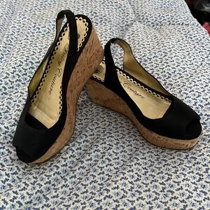 Juicy Couture Platform Slingback Wedge Sandals Size 6.5